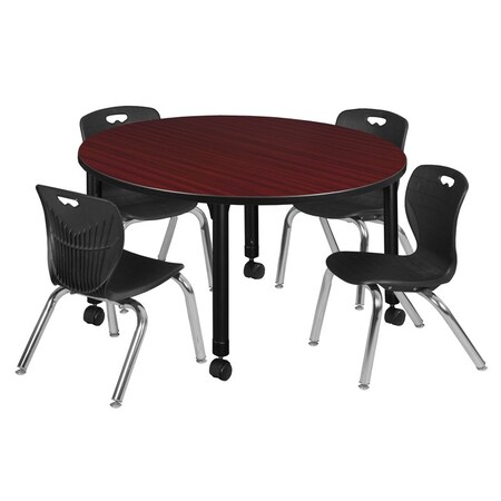 Regency Tables > Height Adjustable > Round Mobile Table & Chair Sets, 48 W, 48 L, 23-34 H, Mahogany TB48RNDMHAPCBK45BK